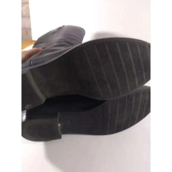 Merona Leather Boots Black Sz 8.5 Western Boho Biker Rodeo - Picture 9 of 11